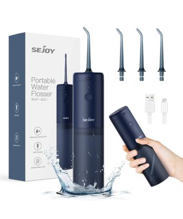 Water Flosser Dental Oral Irrigator Teeth Cleaner Portable Travel Rechargeable Cordless IPX7 Electric Plaque Remover 3 Modes 3 Jet Tips 140ml Blue