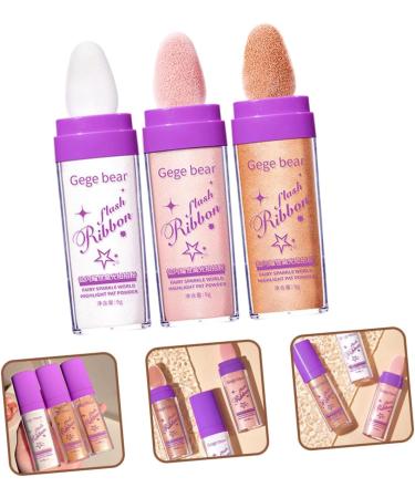 POPETPOP 3pcs Highlight Pat Powder Face Powder Loose Glitter Makeup Glitter for Hair and Body Brighten Voss 13.5x3.3cm Assorted Color - Buy Online on GoSupps.com