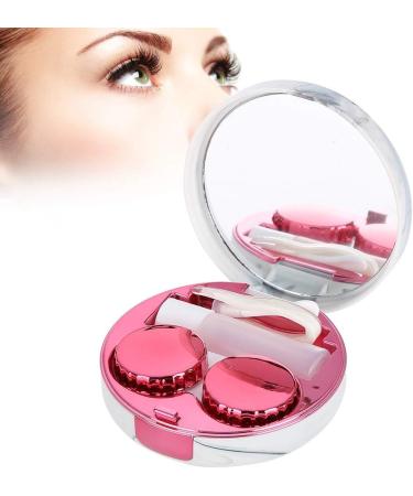 Stylish Pink Contact Lens Container with Mirror | Mini Fashionable Storage Box for Travel & Daily Use - Buy Online on GoSupps.com
