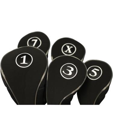 Black Golf Zipper Head Covers Set - Driver, Fairway Woods Headcovers - Neoprene Metal Design - Fits All Clubs - Buy Online on GoSupps.com