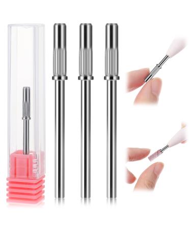 Nogeqi Set of 4 Nail Cutter Attachments Sanding Sleeves Nail Cutter Nail Drill Set Tungsten Carbide Carbide Nail Cutter Bits Remove Cuticles Long Barrel Shape Cuticle Remover for Manicure Pedicure