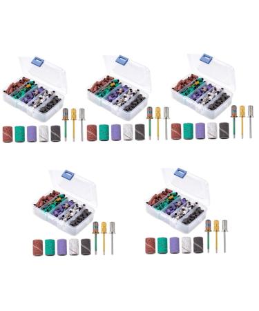 FRCOLOR 5 Sets Nail Polish Set Manicure Polisher Buffer Nail Sand Rings Nail Polishing Band Nails Kit Nail Kits White Outfit White Sanding Bands for Nail Drill Nail Tape Frosted Alloy