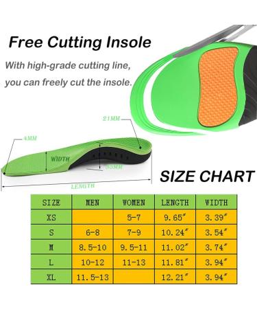 Plantar Fasciitis Arch Support Insoles - Gel Memory Foam - Green Small - Buy Online on GoSupps.com