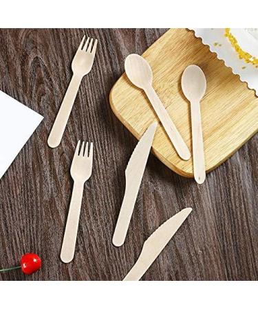 100PCS LoengMax Disposable Wooden Knives - 6 Length - Eco Friendly & Compostable - Natural Utensils - Buy Online on GoSupps.com
