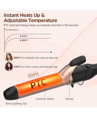 6-in-1 Curling Iron Set with Hair Straightener Brush | Professional Hair Curler with 6 Ceramic Barrels | Instant Heat Up | Heat Resistant Glove - Gold - Buy Online on GoSupps.com