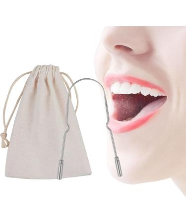 Voihamy Stainless Steel Tongue Scraper - U-Shaped Ergonomic Cleaner for Bad Breath & Oral Hygiene - Includes Silver Travel Bag - Buy Online on GoSupps.com