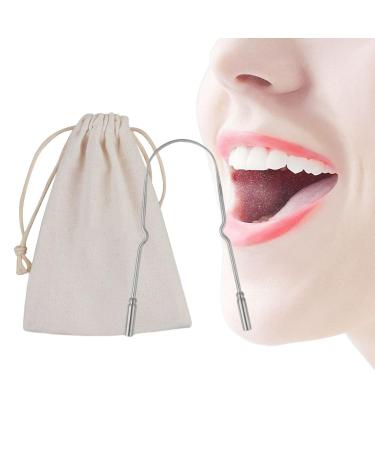 Amesor tongue scraper made of metal for adults tongue cleaning brush made of stainless steel-healthy oral hygiene care for adults U-shaped scraper helps to reduce bad breath silver U-shape clothing bag