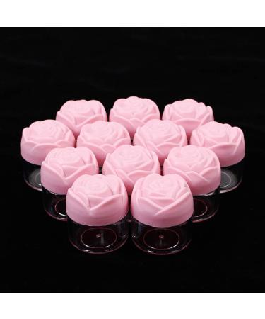 RONRONS 24 Pieces Rose Flower Shaped Empty Pot Jars Round Clear Leak Proof Plastic Cosmetic Container Jar with Lids for Travel Storage Eye Shadow Makeup Eye Shadow Nails Powder Paint Jewelry (Pink) - Buy Online on GoSupps.com