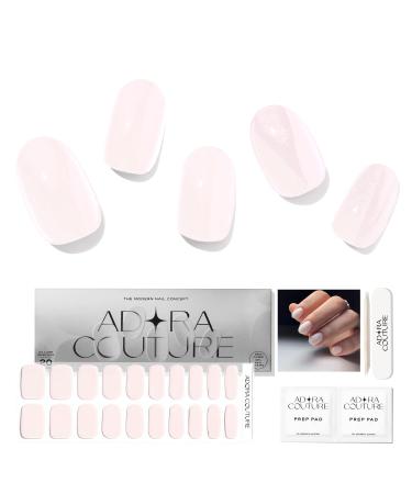 Adora Couture Semi Cured Gel Nail Strips | Glossy Light Pink Milky White Rose Nude Stick on Nail Polish Strips | Full Decal Press On Sticker Nail Wraps for Women | Salon Nails at Home Kit - UV Required (Ballete Slippers)