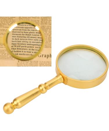 75mm Magnifying Glass Classic Gold Ergonomic Handheld 6X Optical Full Metal Reading Magnifying Glass for Elder Microscope - Buy Online on GoSupps.com