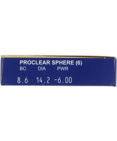 Proclear Spheric Monthly Soft Lenses - 6 Pack | BC 8.6 mm | DIA 14.2 | -6.00 Diopters - International Shipping Available - Buy Online on GoSupps.com