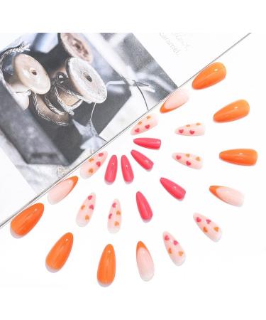 French False Nails Pink Heart Press on Nails Ballerina Acrylic Stick on Nails Almond Fake Nails 24pcs for Women and Girls (Color : Pink Size : B) - Buy Online on GoSupps.com