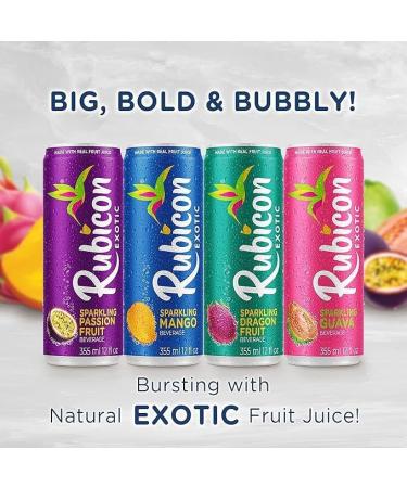 Rubicon Sparkling Guava Beverage | Pack of 4 355 ml Cans | Fruit Flavour Carbonated Drink | 90 Calories per Can | Made with Real Fruit Juice | Allergen-Free | Vegan Friendly| No Artificial Sweeteners 355 ml (Pack of 4) - Buy Online on GoSupps.com