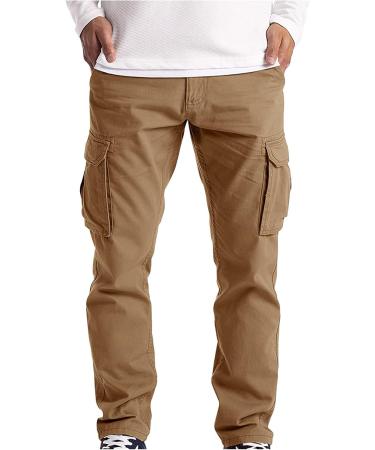 Ronony Men's Jogging Pants - Long Fitness Leisure & Outdoor Pants | Elastic Waist Drawstrings Sweatpants in Khaki - Buy Online on GoSupps.com