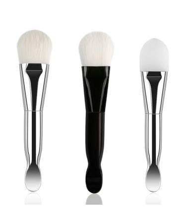 Silicone Face Mask Applicator Double-Ended 3 Pcs Mask Applicator Tool Soft Facial Mask Brushes for Mud Clay Charcoal Mixed Mask Soft Bristle Makeup Brush for Powdered Liquid Makeup Style B