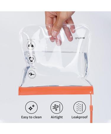 ECOHUB Airport Security Liquids Bag 20x20cm (2 pcs) - Airline Approved Clear Toiletry Bag for Travel - Orange with Carrying Handle - Buy Online on GoSupps.com