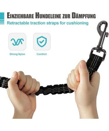 Snocyo Double Dog Leash - Elastic Reflective Retractable for Medium & Large Dogs | Jogging Leash with Handles & Waist Belt in Black & Turquoise - Buy Online on GoSupps.com