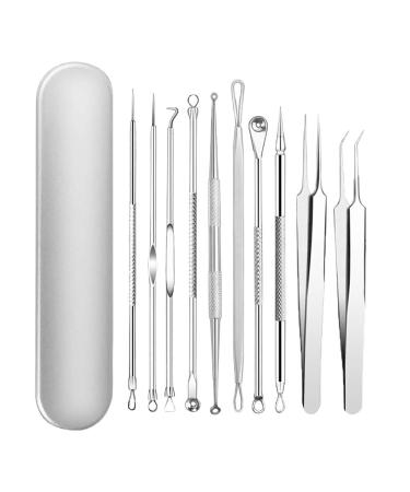 Lurrose blackhead remover quesscher set stainless steel pimple acne blackhead whitehead blackhead blemish blemishes for all skin types 11PCs