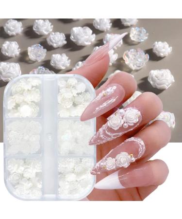 GZSYY Acrylic Flower 3D Nail Charm Nail Art Flowers White 90 Pieces Rose Camellia Nail Decoration Flower Nails Accessories Nail Flowers Color5