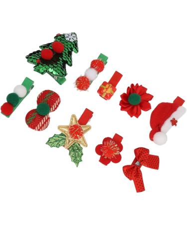 12 Pieces Christmas Glitter Flowers with Clips Xmas Tree Ornament Poinsettias Decor Red Green Snowflake for Cosplay Presents - Buy Online on GoSupps.com