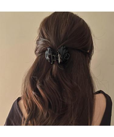 Elegant Rose Hair Clip | Strong Floral Claw for Thick Hair | Hair Accessories for Women & Girls | Black - Buy Online on GoSupps.com