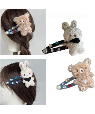 hgnxa Sweet Hair Clip Cartoon/Bear Shape Snap Hairpin Plush Hair Clip for Ponytail Bangs Hairpins for Teens Children Rabbit - Buy Online on GoSupps.com