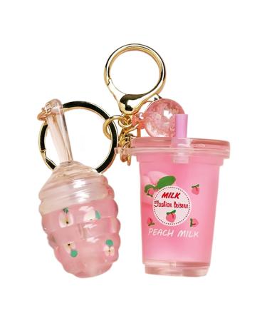 G n rique Lip Gloss Makeup - Long Lasting Lip Tint Moisturizing Formula Milk Tea Shaped Key Fob Smooth Primer Base Beauty Cosmetics for Daily Use