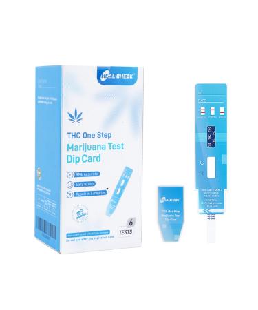 HEAL-CHECK THC One Step Marijuana Test Dip Card Urine Drug Test Kit Use for self-Testing 6 Pack with 6 Free Collection Cups
