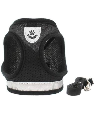 Femax Cat Dishes with Leash for Dogs & Cats - Adjustable No Pull Mesh Puppy Dishes for Training - XS (Chest 26-29 cm) - Breathable Black - Buy Online on GoSupps.com