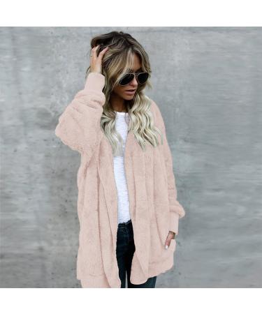 Hanxiulin Women's Oversized Fleece Plush Jacket - Warm & Fluffy Pink Zipper Hoodie - Casual Winter Coat in 3XL - Buy Online on GoSupps.com