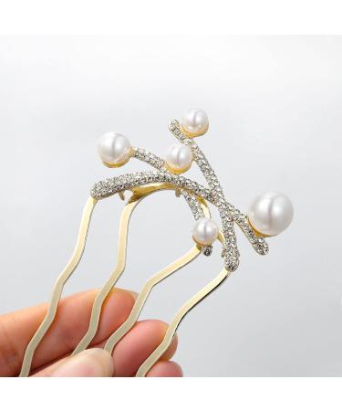 Chicamy Plug-In Combat Hair Crest - 4 Teeth Strass Socket Comb & Pearl Wedding Accessories for Women - 2 Pieces Silver Crystal Hair Accessories - Buy Online on GoSupps.com