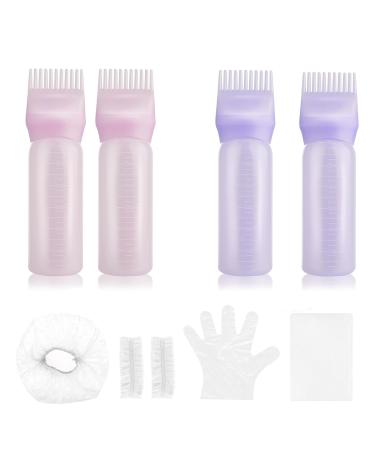 8 pcs Root Comb Applicator Bottle Hair Oil Applicator Bottle Hair Dye Brush Bottle Hair Oil Applicator Bottle Applicator Bottle for Hair Root Comb Color Applicator Bottle Squeeze Bottle