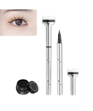 Lower Lash Stamp 2-in-1 Waterproof Sweatproof Eyeliner & Lower Eyelash Stamp Set Lower Lash Stamp Waterproof Lower Eyelash Stamps Quick Eye Makeup Tool (Brown)