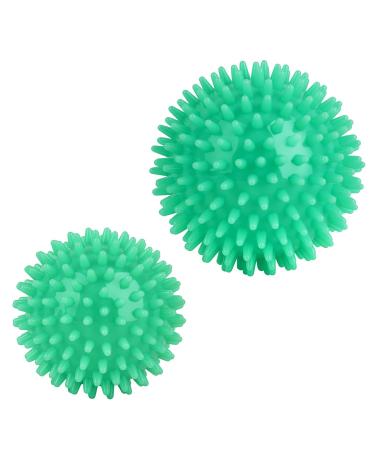 Spiky Massage Ball for Feet. Foot Massage Ball Massager for Plantar Fasciitis. All Over Body Trigger Point Therapy, Muscle Recovery, Pain Relief (Green) 2 Pack
