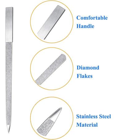 Terberl 8 Pack Diamond Nail Files - Stainless Steel Double Sided Files for Salon & Travel - 7 Inch - Men and Women - Buy Online on GoSupps.com