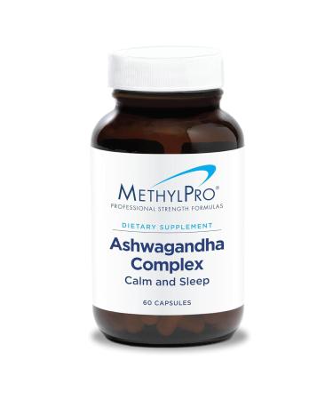 MethylPro Ashwagandha Complex - Ashwagandha Magnesium + L-Theanine Supplement for Women + Men Stress Support Calm Focus + Sleep - 60 Capsules