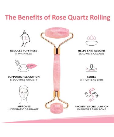 Eternal Allure Rose Quartz Face Roller & Gua Sha 3-in-1 Set - Self Care Tools for Puffy Eyes, Face, Neck - Lymphatic Drainage - Includes Detailed Instructions & Travel Pouch - Buy Online on GoSupps.com