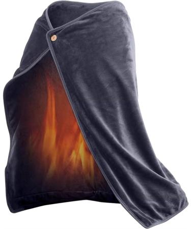 WLP electrically heated wrapper electrically heated overload thickening USB-heated wrap shale with buttons portable portable heating ceiling plush flannel blanket (color: dark gray)