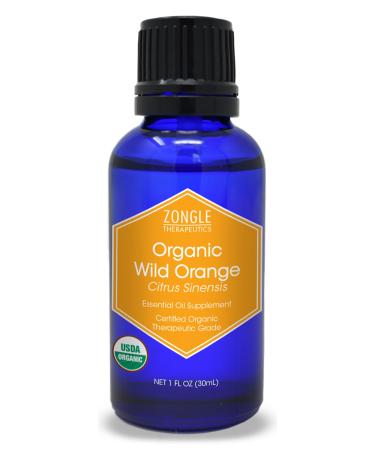 Zongle USDA Organic Orange Essential Oil 1 OZ for Wood Skin Cleaning Baking Face Cooking Drinks Soap Making Diffuser Candle Making Laundry Hair Safe to Ingest Food Grade Therapeutic