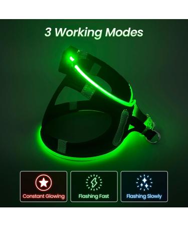 Buy PCEOTLLAR USB Rechargeable Reflective Dog Harness - Lightweight LED Light Breast Harness for Small & Medium Dogs - Breathable & Flashing - XS Black Green - Buy Online on GoSupps.com