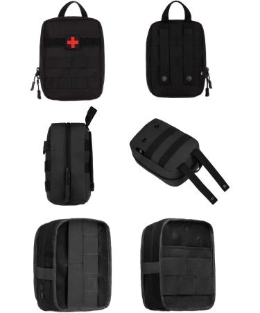 HuntVP Tactical Empty First Aid Bag - Waterproof Molle Pouch with Red Cross Patch for Camping & Outdoor Emergency - 1000D Black Military Gear - Buy Online on GoSupps.com
