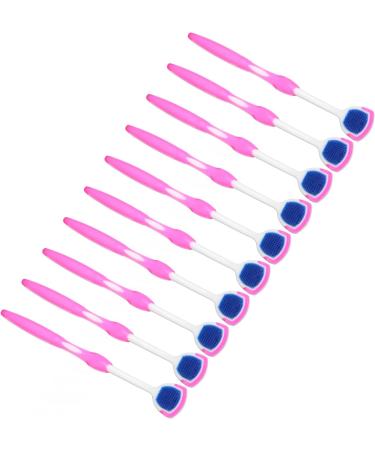 Buy Tongue Brush Set - 10 Pieces Tongue Cleaners with Scraper & Long Silicone Handle | Fight Bad Breath - Pink - Buy Online on GoSupps.com