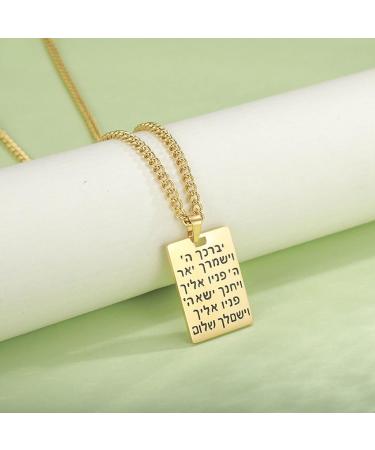 OralGos Fashion Stainless Steel Clavicle Chain Necklace - Hebrew Symbol Engraved Long Gold Sweater Chain - Buy Online on GoSupps.com