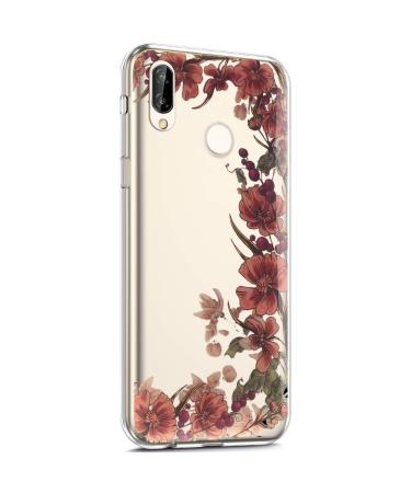 Compatible with Huawei P20 Lite case transparent TPU silicone cell phone shell protective cover with cute pattern ultra thin silicone tpu bumper recovery case cover for huawei p20 lite retro flowers