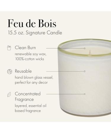 LAFCO New York Feu de Bois Candle - 15.5 oz 90-Hour Burn Hand Blown Glass Made in USA | Luxury Scented Candle for Home - Buy Online on GoSupps.com