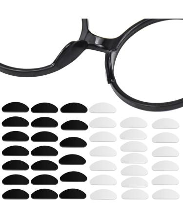 AvoDovA 20 Pairs Silicone Nose Pads for Glasses Stick On Anti-Slip Adhesive Nose Pads for Glasses Eyeglasses and Sunglasses (10 Pairs Clear + 10 Pairs Black 1mm)