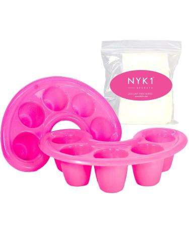 NYK1 Soak Off Finger Bowl Dishes For Shellac Gel and Acrylic Nails With 200 Square Lint Free Cotton Wool Pads Nail Wipes Scrub Effect. Fill The Trays With Acetone Remover To Remove Gel Nail Polish