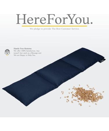 Grain Cushion - Harmatic Cotton Cushion for Pain Relief | Soft Wheat-Filled 46x12 cm | Dark Blue Gift for Back Neck & Shoulder Comfort - Buy Online on GoSupps.com