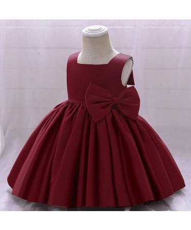 Red Toddler Bridesmaid Flower Girl Dress Princess Bowknot Tutu Gown 6-12 Months - Buy Online on GoSupps.com
