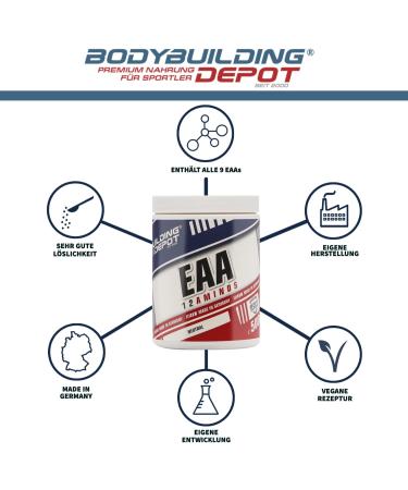 Bodybuilding Depot EAA Powder 500g - Vegan Apple Flavor | All Essential Amino Acids | High Concentration EAAs for Optimal Performance - Buy Online on GoSupps.com